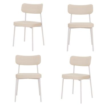 Imagem de Kit com 4 Cadeiras para Sala de Jantar Mona Yescasa Areia Corriente/Branco