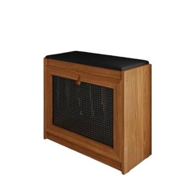 Imagem de Sapateira Banco Com Assento Em Preto ou Marrom Porta Basculante Madeira moderno oferta (marrom/preto)