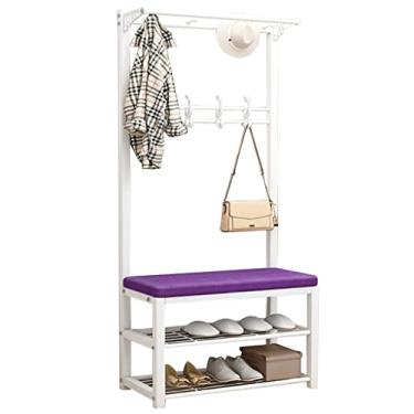 Imagem de Cabideiro Banco de sapatos com prateleira de armazenamento, cabideiro, economia de espaço com almofada de esponja e almofada antiderrapante para o quarto, corredor, sala de estar, 60/80/100 cm