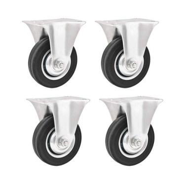 Imagem de Kit 4 un rodízio roda fixo borracha preta 6 152mm - VONDER