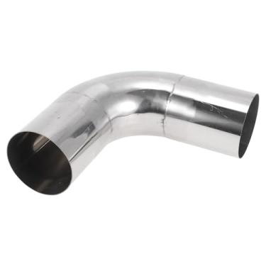 Imagem de Motoforti Tubo de escape de mandril de 90 graus DIY personalizado carro modificado tubulação tubulação 89 mm/3,5" OD 200 mm/7,87" comprimento da perna T316 aço inoxidável prateado