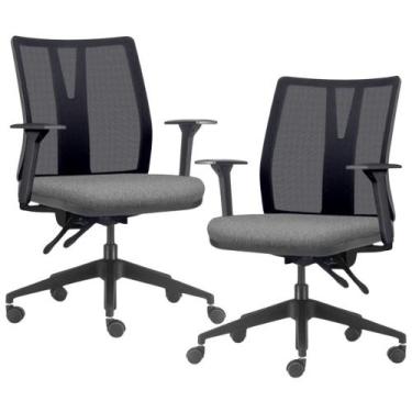 Imagem de Kit 2 Cadeiras de Escritório Giratória Diretor Flow F02 Base Preta Lin