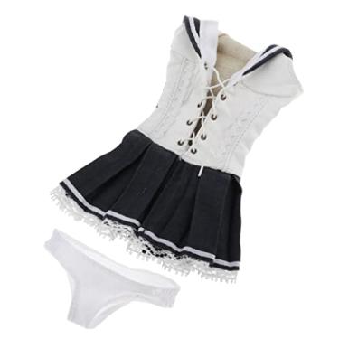 Imagem de Tongina 1/6 camiseta para meninas da escola com minissaia roupa íntima para dramatização para meninas de 30,48 cm dourada