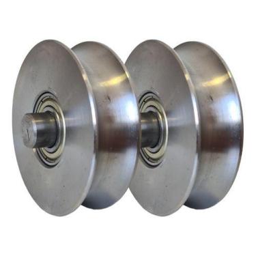 Imagem de Kit Com 2 Unidades Rodizio 3 Polegadas Canal U 2 Rolamentos Serralheri