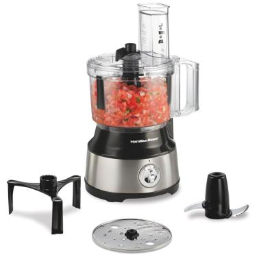 Imagem de Processador de Alimentos, capacidade de 2,3L, com bocal e rampa e alimentação grande, 450W, prata, 110v, HAMILTON BEACH 70730, Prateado