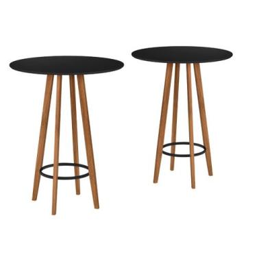 Imagem de Kit 2 Bistrô Alto para Área Gourmet Bares Cafeterias pés Madeira Tampo