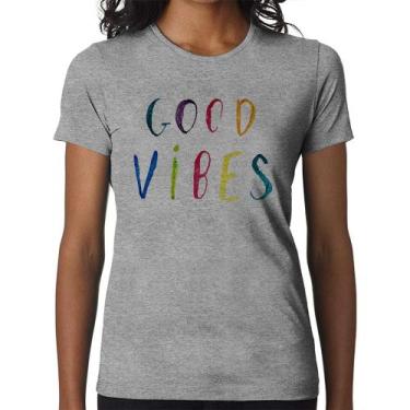 Imagem de Baby Look Good Vibes Cores - Foca na Moda, Cinza, P