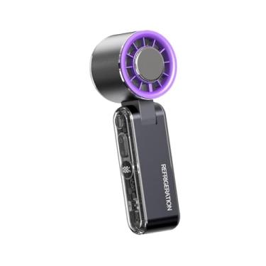 Imagem de FLCPJGV Fã de mão portátil portátil fã de mão pequena para camping Essentials Mulheres homens, Cinza Profundo