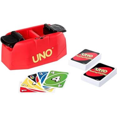 Imagem de UNO, Jogo de Tabuleiro Showdown com 112 Cartas e um Atirador de Cartas, Para Crianças, Adultos & Noite de Jogos, Mattel