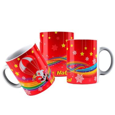 Imagem de Caneca Cerâmica Papai Noel Para Quedas Arco Íris Natal