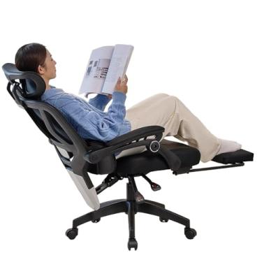 Imagem de Lzyjckh Cadeira de malha com encosto alto Cadeira ergonômica para escritório Cadeira executiva para escritório em casa Cadeira de mesa com suporte lombar ajustável para casa, escritório, jogos,Black