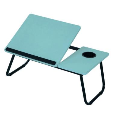 Imagem de Suporte Para Notebook Mesa Em Madeira Cama Ajustavel Multifuncional Sofa Apoio Home Office Dobravel Azul