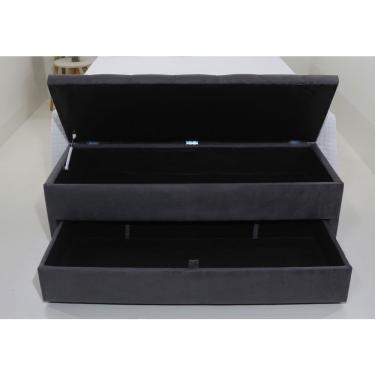 Imagem de Puf Baú Gaveta Casal Modelo Módulos Verticais 140x50x45cm Na Cor Cinza Escuro