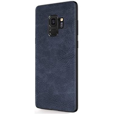 Imagem de SALAWAT Capa para Galaxy S9 [não serve para S9 Plus], capa de telefone fina de couro PU vintage à prova de choque capa protetora híbrida de policarbonato rígido leve e macio para Samsung Galaxy S9