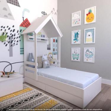 Imagem de Cama Infantil Lara com Gavetas 157cm X 153cm Branco - Bramov Móveis