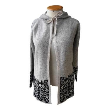 Imagem de Poncho Capa Feminino Tricot Mousse Premium Touca Plus Size-Feminino