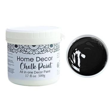 Imagem de JAJADO Tinta de giz preta de 500 ml para móveis, acabamento ultra fosco para madeira, armário, portas, mesas, quadro-negro, tinta acrílica para decoração de casa, sem necessidade de cera