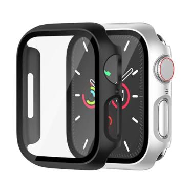 Imagem de Pacote com 2 capas rígidas para Apple Watch Series 9 Series 7 8 45 mm [proteção total], protetor de tela integrado [sensível ao toque] Capa protetora fina para iWatch S9/S8/S7 acessórios de 45 mm