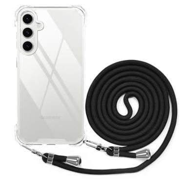 Imagem de BEIMEITU Capa de alça para Samsung Galaxy S24 FE corda transversal, capa de celular antichoque com alça ajustável no pescoço, capa de telefone transparente com cordão de policarbonato transparente