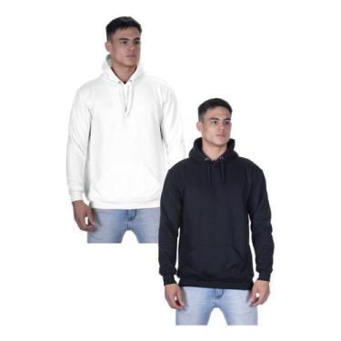 Imagem de Kit 2 Moletom Liso Masculino Blusa De Frio Casual Canguru Top - hs, Pr