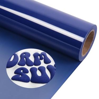 Imagem de TORC Blue Puff Htv - 30 Cm X 1,5 M, Vinil De Transferência Térmica 3D Para Camisetas, Artesanato Faça Você Mesmo Compatível Com Todas As Máquinas Corte, Fácil Cortar, Remover E Passar A Ferro Design