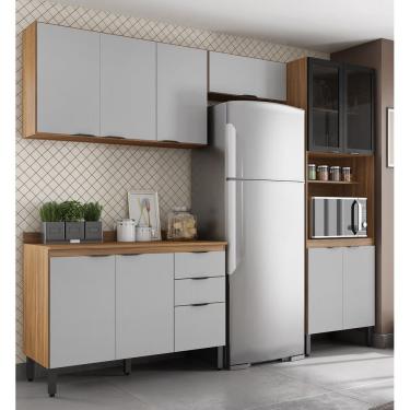Imagem de Cozinha Firenze Modulada 5 peças com Paneleira 2 Portas de Vidro fumê -  Amêndola Touch/ Nude Prime TX Demóbile 
