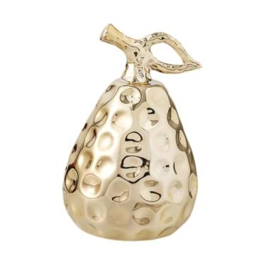 Imagem de Kuntesetty Estátua de pérola porcelana Fture Gift Ornament Ornament Fruit Sculpture for Indoor Deskring Warming Houseling Bookshelf, Ouro