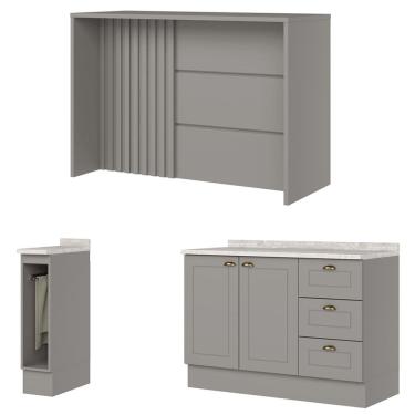 Imagem de Bancada E Balcao Gourmet 146 cm CE817 Americana Cinza Calcare Henn