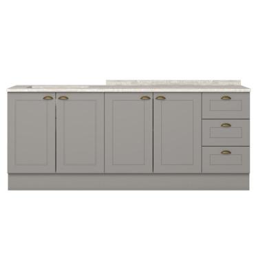 Imagem de Balcao Tampo 120 cm Balcao Cooktop 80 cm Americana Cinza Calcare Henn