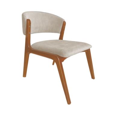 Imagem de Cadeira Kethellen Premium Madeira Maciça Cerejeira Veludo Bege