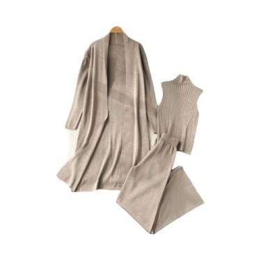 Imagem de Conjunto de Agasalho Feminino em Malha - 3 Peças Confortáveis com Card