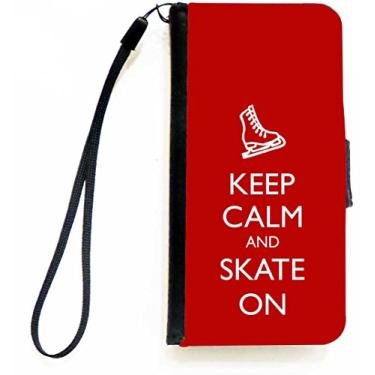 Imagem de Rikki Knight Capa carteira flip Keep Calm and Skate On Red Color com aba magnética para Apple iPhone 5c