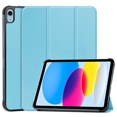 Imagem de Capa para iPad 11/10 (modelo 2025/2022, 11ª/10ª geração) 10,9 polegadas, capa protetora fina com três dobras com suporte, despertar/hibernar automático (azul celeste)
