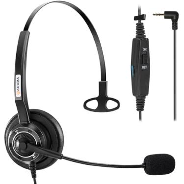 Imagem de Fone de ouvido de 2,5 mm com microfone com cancelamento de ruído e interruptor mudo, fone de ouvido para telefones fixos sem fio compatível com Panasonic VTech AT&T RCA Uniden Cisco Grandstream