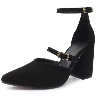 Imagem de Scarpin Re&Ton Confortável Salto Médio Grosso SC13 (Preto, BR, Adulto, Numérico, 37)