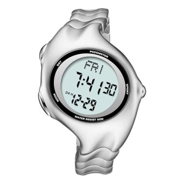 Imagem de BENLYDESIGN Relógio de pulso exclusivo de metal, relógios digitais masculinos, pulseira de aço inoxidável, prata/jateado, Y2k, futurista. Exclusivo