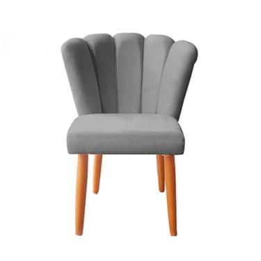 Imagem de Cadeira De Jantar Estofadas Reforçada Decorativa Pétala Suede - JMDECO