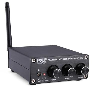 Imagem de Pyle Receptor compacto e potente amplificador de áudio doméstico mini com Bluetooth 5.0 Desktop Blue Series 2 x 100 watts para alto-falantes domésticos com controle de graves e agudos - PDA22BT