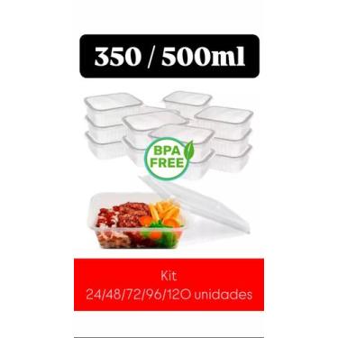 Imagem de Kit 48 Potes Marmita Comidas Saladas Fit 500ml C/tampa - BP Potes