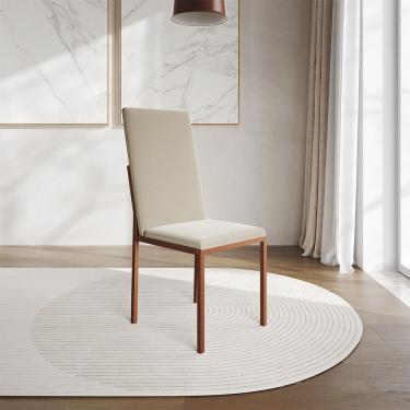 Imagem de Cadeira De Jantar Estofada Mônaco Premium Cobre E Bege - Cor: Preto