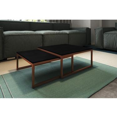 Imagem de Duo Mesa De Centro Catarina Cobre E Tampo Preto Asturias - Cor: Marrom