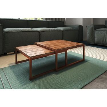 Imagem de Duo Mesa De Centro Catarina Cobre E Tampo Amêndoa Asturias - Cor: Marrom