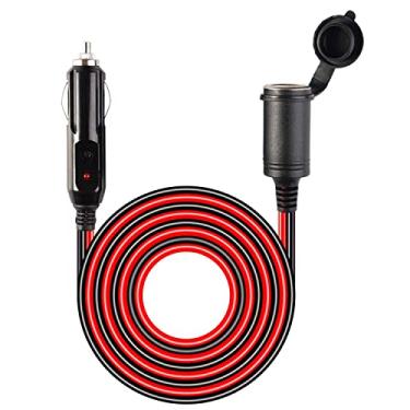Imagem de Cabo de extensão de isqueiro de 12 V UL 16 AWG, cabo de cobre puro para serviço pesado, plugue de alimentação CC automático fundido 12 24 volts para limpador de inflador de pneu de carro, adaptador de