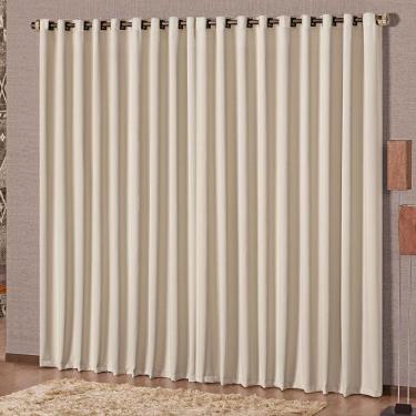 Imagem de Cortina Block Corta Luz Blackout 2,00x1,70m Varão 2m - Palha