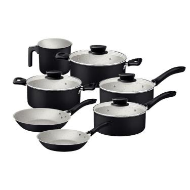 Imagem de Jogo De Panelas Tramontina Linz 7 Peças Em Alumínio Antiaderente Starflon Max Preto