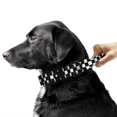 Imagem de Coleira tática resistente para cães com alça – tamanhos P/M/G para cães e filhotes – perfeita para treinamento, caminhada, corrida e caminhada 【GG (3,8 cm/1,5 polegadas), tabuleiro de damas】