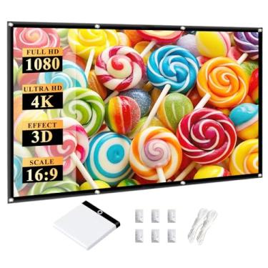 Imagem de HOIN Tela De Projetor Portátil Para Áreas Externas 120": 16:9 4K Hd Dobrável E Anti-Vinco, Suporte Projeção Frente Verso Home Theater