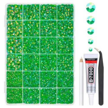 Imagem de qiipii Strass De Resina Verde Ab Com Cola B7000 Para Joias Artesanato Deslumbrante 2 Mm 3 4 5 6 Fundo Plano, Pedras Gelatina, Diamantes, Joias, Pingentes, Unhas, Rosto, Olhos, Maquiagem, Copos, Arte