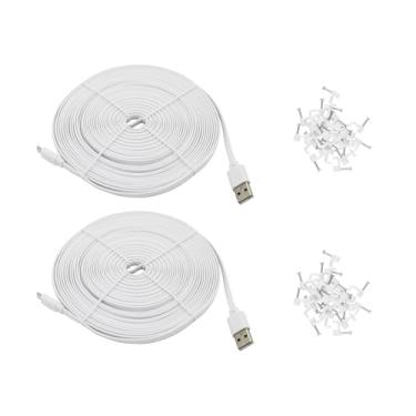 Imagem de PDEEY Cabo De Extensão 26 Pés Para Wyze Cam Og/V4/V3 Pro, Blink Mini, Câmera Arlo Essential, Micro Usb Plano, Pacote Com 2