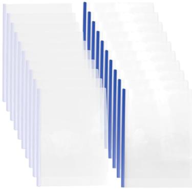 Imagem de CRASPIRE 20 conjuntos de capas de relatório, barra deslizante, capacidade de 2 cores, pasta tamanho A4, pasta de 30 cm, clipes para encadernação de livros, 70 folhas, haste de plástico para escritório